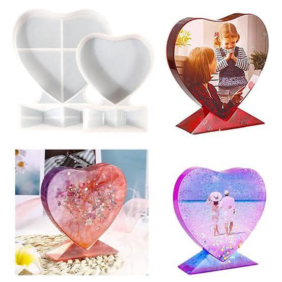 Examples of heart-shaped resin photo displays