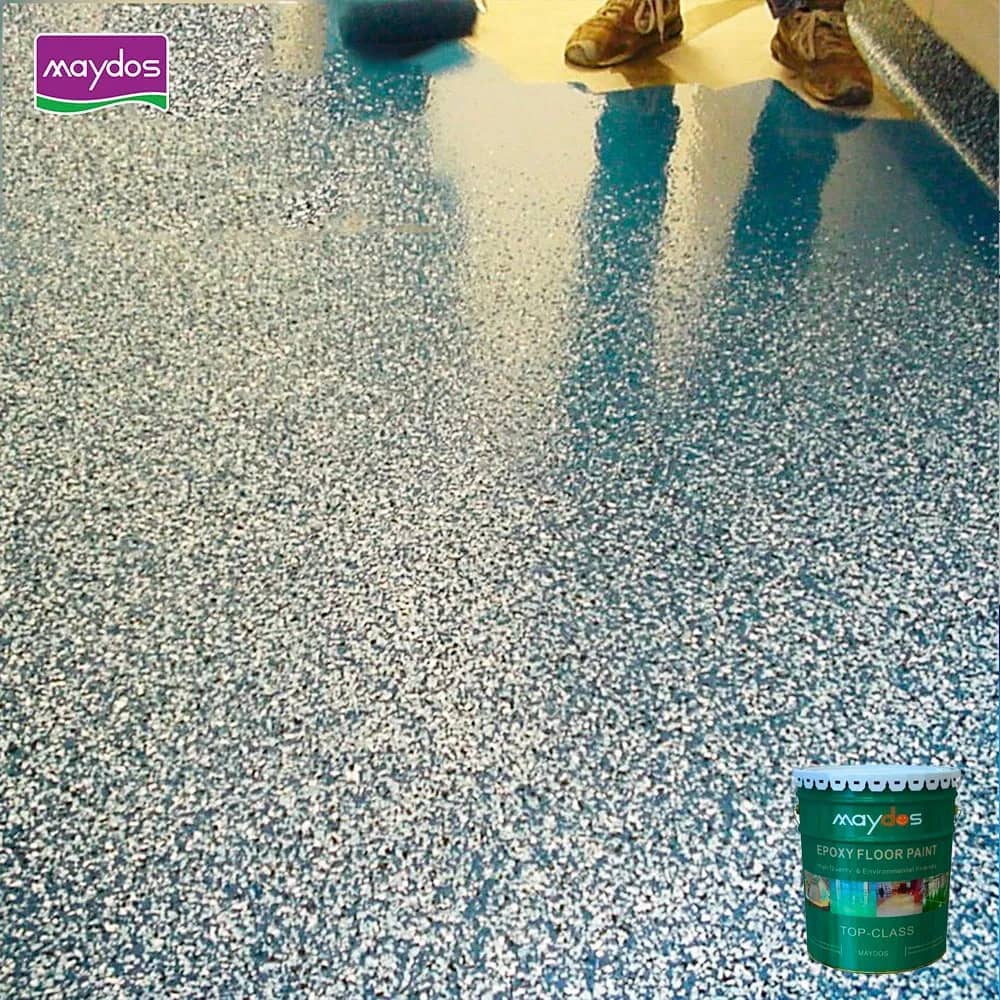 Close view of a blue-grey speckled floor surface